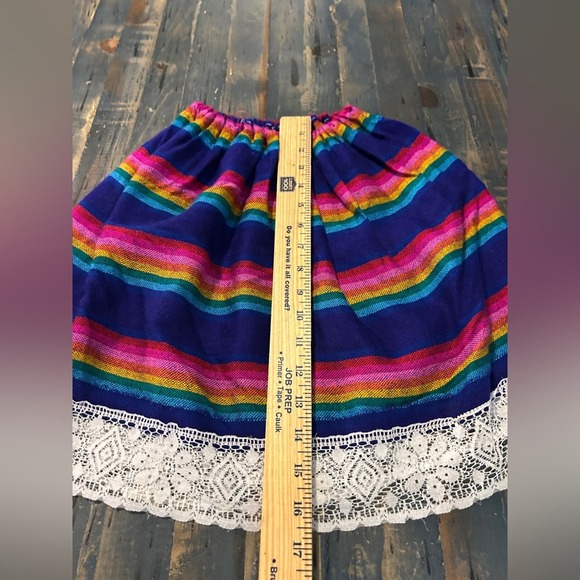 Mexican Mini Skirt Vibrant Striped Boho Summer Spring Feista Cinco De Mayo small - Picture 3 of 8
